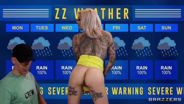 The weather forecast presenter cums from anal